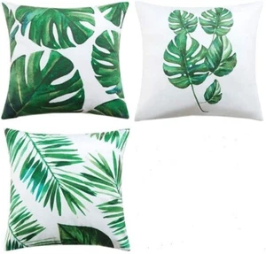 Set of 3~ Tropical Monstera Palm Leaf Velvet Pillow Covers ~ 18 x 18 #J74 - Picture 1 of 1
