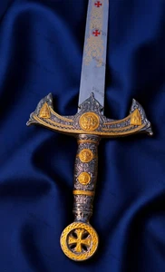 TEMPELRITTER Kreuzritter Schwert Handarbeit Kohlenstoffstahl Kampf Cosplay Geschenk König Bf - Bild 1 von 6