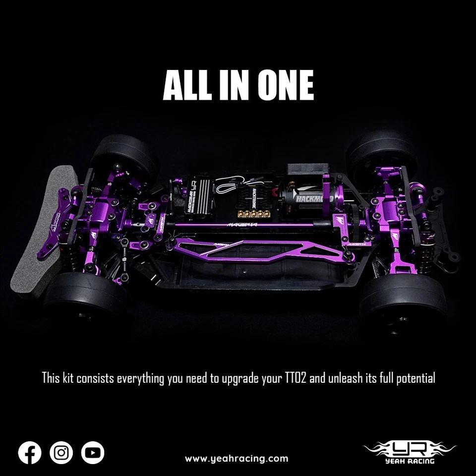 Drop Shipped, Yeah Racing Magenta Aluminum upgade kit, Tamiya TT02 - Image 1 of 4