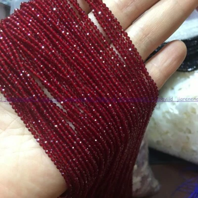Venta al por mayor 10 hebras 3 mm facetadas rojo oscuro espinela gemas redondas cuentas sueltas 15"" Foto 1 de 4