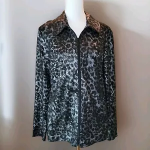 Laura Ashley Snake Skin Print Jacket Zip-Up Women's Size Medium Long Sleeve - Picture 1 of 12