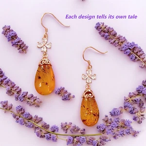 50%OFF / Gain confidence & Resilience - Unique Design Blossom Amber Earrings - Picture 1 of 9