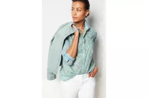 Camisa Jill One Pocket Floral Talla Plus 2X Manga Larga Abotonada 100% Algodón - Imagen 1 de 7