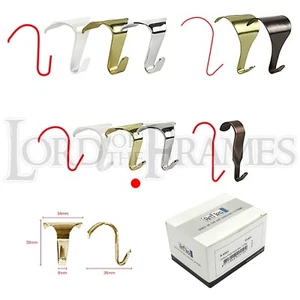 10 x Brass Picture Rail Moulding Hooks Frame Hanging Framing Painting 38x34mm - Picture 1 of 3
