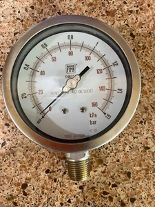 Nuova fima En 837-1 Pression Jauge 0-1.6 bar, 160 PSI AISI 316L 4" dial - Picture 1 of 4