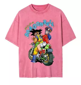 Anime T Shirt Oversize Rose Pink Dragon Ball Bulma Son Goku Unisex Nerd Swag DBZ - Bild 1 von 5
