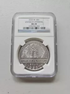 2010-W $1 Silver NGC MS70 Disabled Veterans Dollar 90% Coin Cert# 3399984-004 - Picture 1 of 8