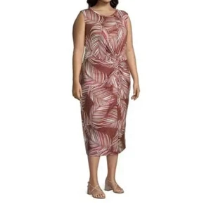 Vestido para mujer Liz Claiborne grande nudo torcido caoba palma $59 - Imagen 1 de 16