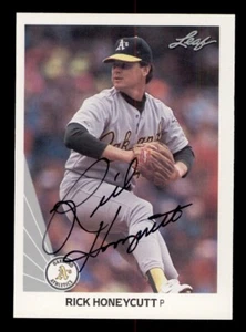 SIGNED 1990 LEAF #372 RICK HONEYCUTT AUTOGRAPH OAKLAND A'S - Picture 1 of 2