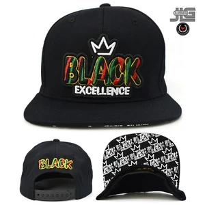 Black Colorful Excellence New Embroidery Cap Adjustable Snapback Flat Bill Hat - Picture 1 of 6