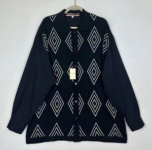 Michael Irvin Collection Mens Sweater Navy Argyle Button Long Sleeve Size XL NWT - Picture 1 of 13