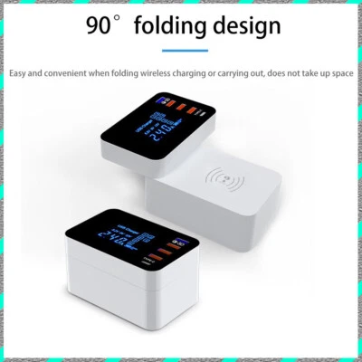Multi-function AC adapter USB+1QC3.0+1Type-c+ Wireless charging manager display - Image 1 of 4