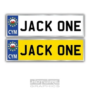 Personalised Children's NUMBER PLATES FOR KIDS RIDE ON CAR (WALES CYMRU BADGE) - Picture 1 of 2