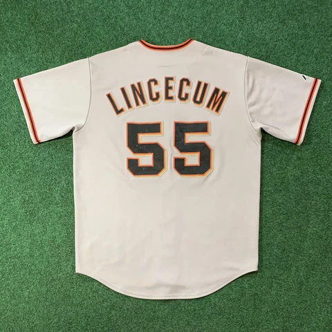 San Francisco Giants Tim Lincecum Jersey Size Large Majestic MLB #55 Grey Road Cover