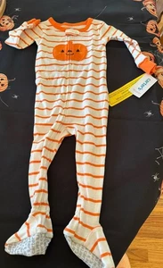 Carters Niños Naranja Rayas Halloween Dormir Calabaza Dormir y Jugar Talla 12m - Imagen 1 de 4