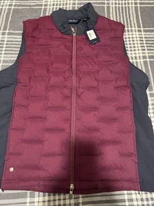 Peter Millar Herren Merlot rot/dunkelgrau isoliert Weste Größe Large 275 $ Neu mit Etikett - Bild 1 von 6