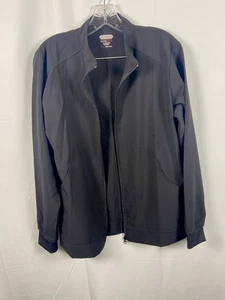 Scrubaid Tapered Fit Sz L Black Scrub Jacket Zip Four Way Stretch Pockets Cuff - Picture 1 of 11