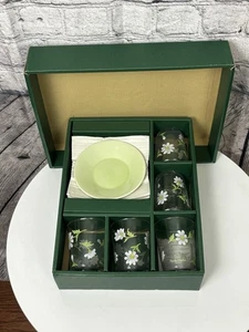 VINTAGE GIOVANNI VALENTINO ITALIENISCHE KLEINE BAR GÄNSEBLÜMCHEN GLÄSER SET MIT TELLERN *WOW* - Bild 1 von 8