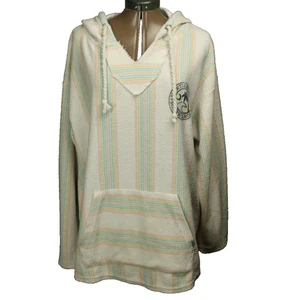 Southern Spirit DISTRESSED Striped Baja Hooded Kangaroo Pocket White & Pastel XL - Picture 1 of 24