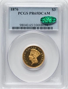 1876 INDIAN PRINCESS $3 PCGS PR 65 DCAM - Picture 1 of 4
