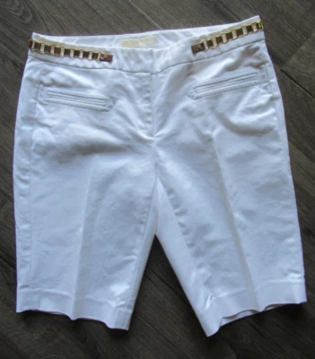 Bermuda bermuda Michael Kors 4302 feminina branca casual cinto dourado tamanho 2 - Imagem 1 de 4