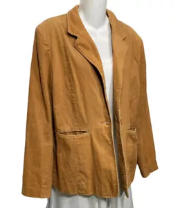 Vintage Corduroy Jacket Medium Denim & Co. Tan Brown Lined Blazer Car Chore Coat - Picture 1 of 7