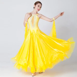 Latin Ballroom Dance Dress Modern Salsa Waltz Standard Long Dress#N067 7 Colors - Picture 1 of 26