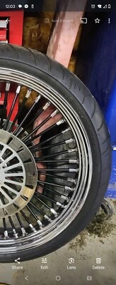 23" DNA Black Mammoth Fat 52 Spoke Wheel comes with shinko 130/69/23  - Image 1 of 4