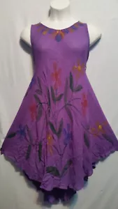 Women Clothing Sundress Summer Beach Sun Dress Purple Green Free Size - Picture 1 of 4