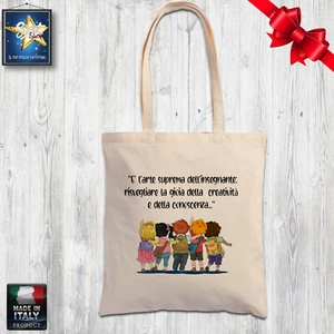 shopper borsa cotone MAESTRA NIDO MATERNA INSEGNANTE IDEA REGALO NATALE CHRISTMA - Imagen 1 de 2