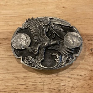 Belt Buckle 1995 Soaring Eagle Siskiyou Pewter 1936 Indian HEAD/Buffalo  NICKEL - Picture 1 of 5