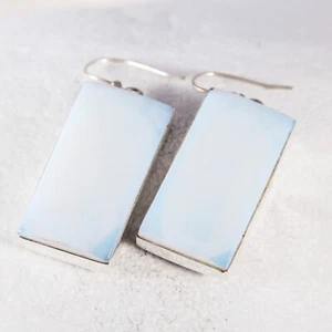 Außergewöhnliche Ohrringe, 925ger Sterlingsilber, Chalcedon, Weiß 60mm - Bild 1 von 4