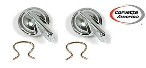 56-62 Corvette Inside Door Lock Knob NEW PAIR Inc. Clips and Washers - Foto 1 di 1