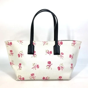 LOEWE Flower pattern Shoulder Bag Tote Bag Canvas/Leather White/pink - Picture 1 of 12
