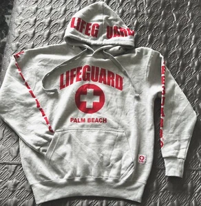 LIFEGUARD SWEATSHIRT HOODIE PALM BEACH SZ M GRAY-MENS M OR UNISEX NEW! - Picture 1 of 5