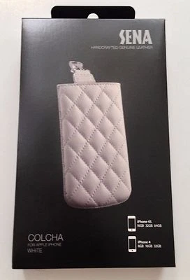 NUEVO EN CAJA Sena Colcha Blanco Cuero Genuino para iPhone 4 / 4S Bolsa $40 Foto 1 de 2