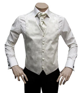 Hochzeitsweste mit Plastron und Tuch Gr.54 Creme Ivory - Bild 1 von 6
