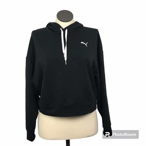 Puma Hoodie Sweatshirt Women’s Size L Color Black Pullover Long Sleeve Cropped - Picture 1 of 13