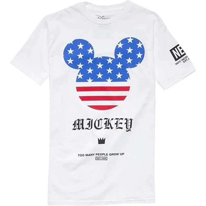 Neff YOUTH Mickey Mouse Patriot Camiseta Manga Corta Camiseta Blanca JUVENTUD Mediana Foto 1 de 1