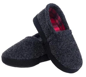 Kids Boys Comfy Warm Indoor House Slippers Fleece Memory 9-10 Toddler Grey - Picture 1 of 7