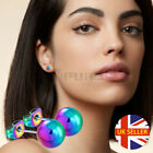316L Surgical Steel 5MM Shiny Rainbow Ball Bead Studs Fashion Earrings Unisex