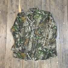 Red Head Real Tree Shirt Y2K USA Camo Army Button Down Top, Green, Mens XL