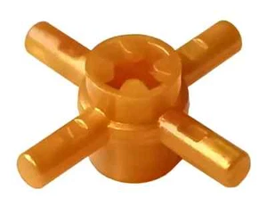 LEGO 1 x Pearl Gold Technic Axle Connector Hub with 4 Bars and Pin Hole 48723 - Picture 1 of 1