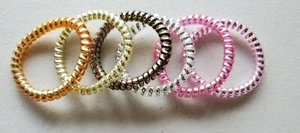Spiral Hair Ties Thin Metallic Phone Cord Hair Ties Coils Wristlets 6 PC SET - Picture 1 of 5