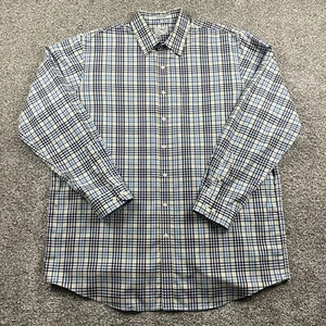 LL Bean Shirt Men XLT Traditional Fit Blue Plaid Check Button Down Wrinkle Free - Picture 1 of 11