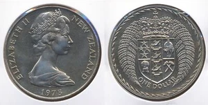 Nueva Zelanda 1975 un dólar $1 (escudo de armas) - gema sin circular - Imagen 1 de 3