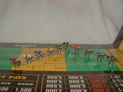 10 PIECE TOKEN FIGURE VINTAGE APBA AMERICAN SADDLE HORSE RACE GAME WITH BLINKERS - Image 1 of 4