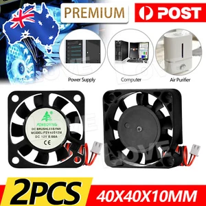 2x Brushless Silent Compute Fan 40x40x10mm DC 12V PC Case Cooling Fans Black - Picture 1 of 7