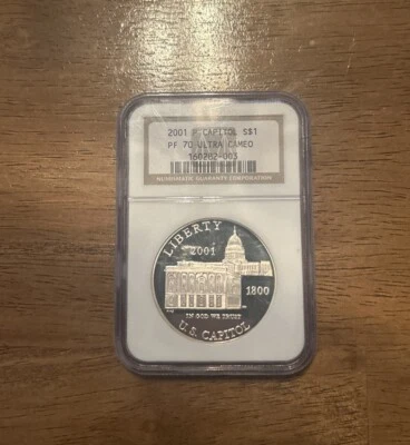 2001 P US Capitol Commemorative Proof Silver Dollar NGC PF70 UCAM - Image 1 of 2