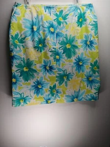 Pierre Cardin size 14 Ladies Skirt Lightweight Blue and Green Floral Summer - Picture 1 of 11